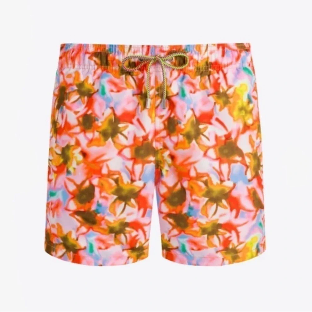 Bugatchi Tropical Print Swim Trunks Classic Lined Velcro Back Pocket Size XXL